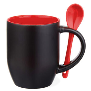 Taza 325ml magica con interior y asa rojo